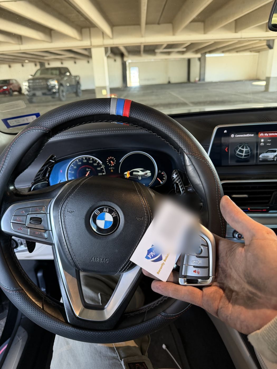 BMW key fob programmed at the steering wheel